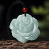 Light Green Jade Rose Flower Pendant Necklace