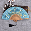 Vintage Cloud Crane Pattern Handheld Bamboo Folding Fan