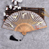 Cranes Auspicious Clouds Solid Color Gradient Handheld Bamboo Folding Fan