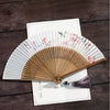 Vintage Cloud Crane Pattern Handheld Bamboo Folding Fan