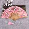 Cranes Auspicious Clouds Solid Color Gradient Handheld Bamboo Folding Fan