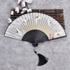 Cranes Auspicious Clouds Solid Color Gradient Handheld Bamboo Folding Fan
