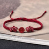 Cinnabar PiXiu Red String Bracelet with Coin and Pixiu Charms