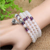 108 Beads White Agate Mala Bracelet with Lapis or Amethyst