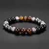 Black Agate Bracelet with Silver-tone Accents