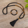 Tiger Eye Stone Bead Necklace Bracelet Set
