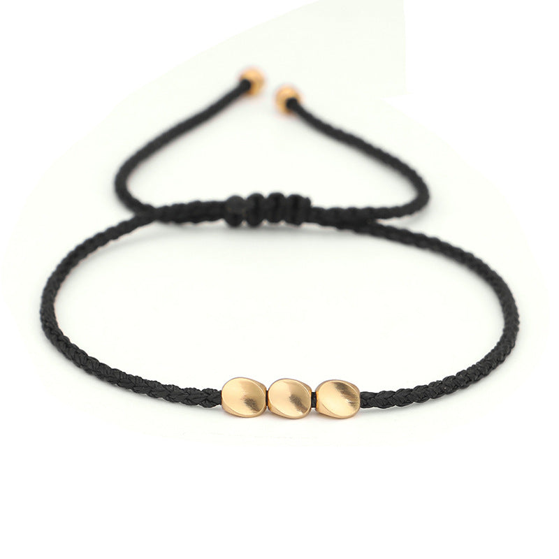 FengShui Lucky Red String Bracelet with Copper Beads