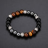 Black Agate Bracelet with Silver-tone Accents