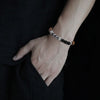 Black Agate Bracelet with Silver-tone Accents