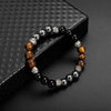 Black Agate Bracelet with Silver-tone Accents