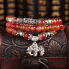 Watermelon Crystal Wrap Bracelet with Elephant or Pixiu Charm