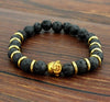 Maitreya Buddha Head Bracelet with Tiger Eye or Lava Rock