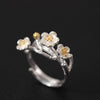 925 Sterling Silver Plum Blossom Adjustable Ring