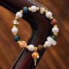 Vintage Mixed Gemstone Beaded Bracelet with Lantern Charm