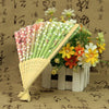 Silk and Bamboo Folding Fan, Hand Painted Floral Design