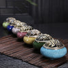 Ceramic Flower Pattern Incense Burner with Crackle Glaze