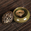Ceramic Flower Pattern Incense Burner with Crackle Glaze