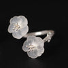 Sterling Silver Double Plum Blossom Adjustable Ring