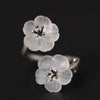 Sterling Silver Double Plum Blossom Adjustable Ring
