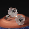 Sterling Silver Double Plum Blossom Adjustable Ring