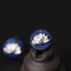 Lapis Lazuli Lotus Flower Stud Earrings 925 Sterling Silver