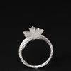 Sterling Silver Crystal Plum Blossom Adjustable Ring