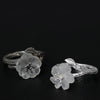 Sterling Silver Crystal Plum Blossom Adjustable Ring