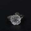 Sterling Silver Crystal Plum Blossom Adjustable Ring