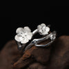 925 Sterling Silver Plum Blossom Open Ring