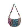 Cotton Floral Shoulder Bag with Zipper Closure