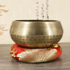 Handmade Singing Bowl Cushion, Embroidered Fabric Base