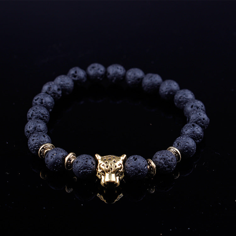 Tiger Eye and Lapis Lazuli Leopard Bracelet