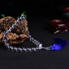 Natural White Crystal Wrist Mala with Tassels, 27 Beads