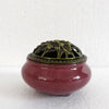 Ceramic Flower Pattern Incense Burner with Crackle Glaze