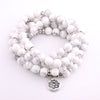 Natural White Turquoise Lotus Mala Bracelet 108 Beads