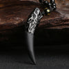 Natural Ice Obsidian Wolf Tooth Necklace Pendant