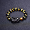 FengShui PiXiu Obsidian Wealth Bracelet with Mantra Beads