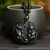 Black Obsidian Double Pixiu Pendant Necklace