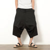 Men's Linen Harem Pants Wide Leg Cropped Drawstring