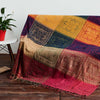 Hand-Dyed Chenille Throw Blanket with Geometric Pattern