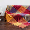 Hand-Dyed Chenille Throw Blanket with Geometric Pattern