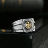 Windmill Ring with Micro Paved Stones, Copper Band