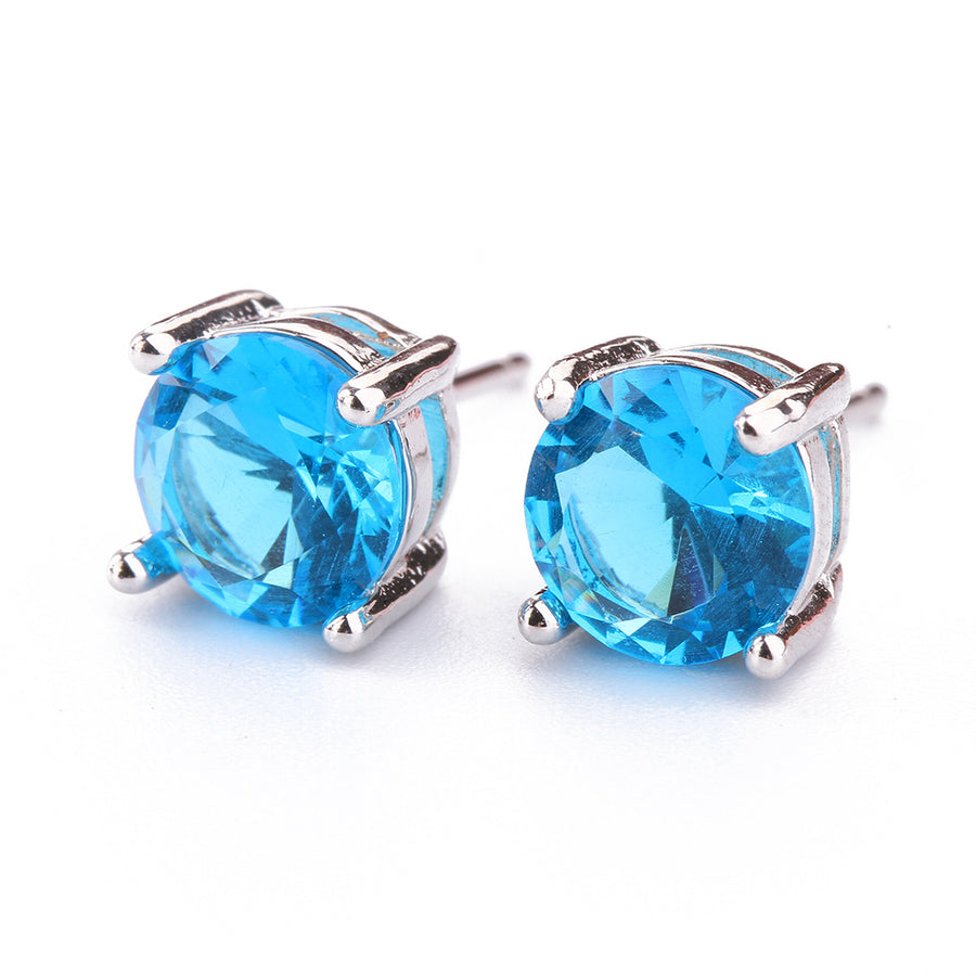 Gemstone Love Earrings, Silver Post Studs