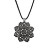 Tibetan Lotus Blessing Necklace Pendant, Alloy Mandala Jewelry