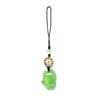 Chalcedony Fox Phone Charm, Handwoven Stone Pendant
