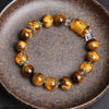 Tiger Eye Bead Fortune Prosperity Bracelet with Carved Charms