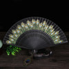 Peacock Feather Handheld Bamboo Folding Fan 21.5cm