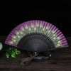 Peacock Feather Handheld Bamboo Folding Fan 21.5cm