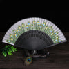Peacock Feather Handheld Bamboo Folding Fan 21.5cm
