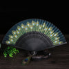Peacock Feather Handheld Bamboo Folding Fan 21.5cm